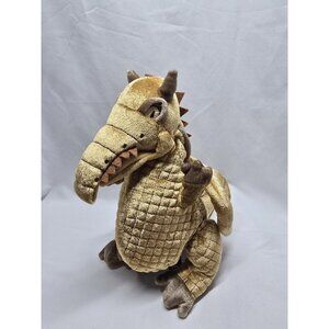Wicked the Musical Gold Dragon 11" Plush Hand Puppet Time Clock Stuffed Animal